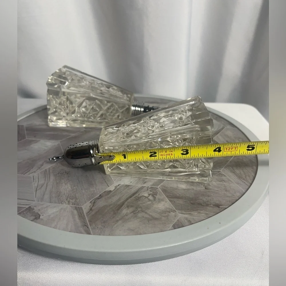 Vintage Irving W. Rice & Co. W. Germany Crystal Salt & Pepper Shakers 6.75” MCM